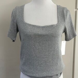 Treasure & Bond Heather Gray Square Neck Tee